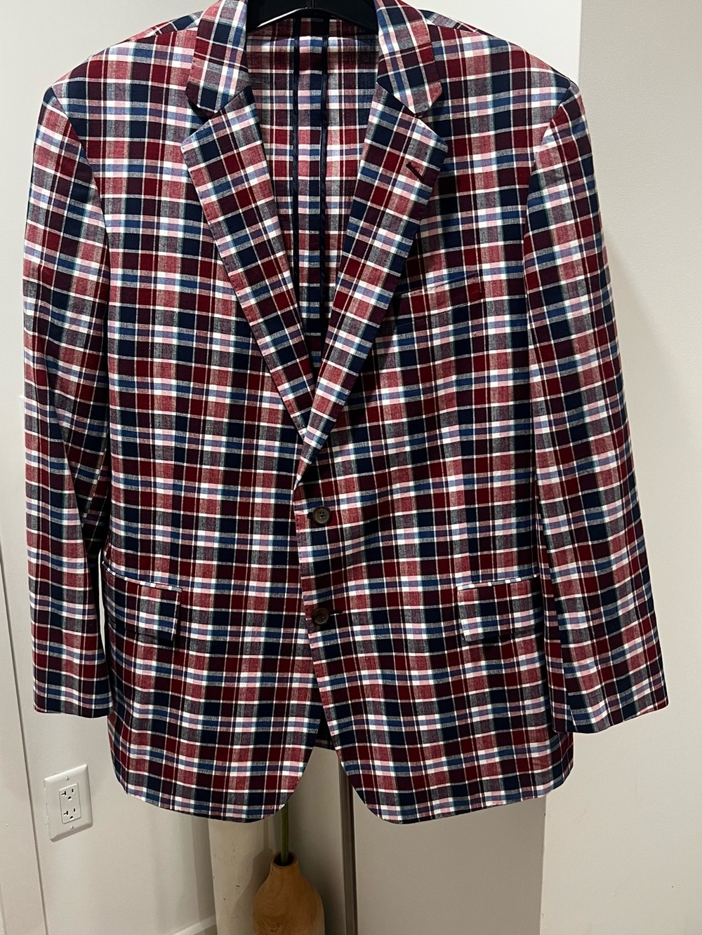 Brooks Brothers Burgundy and Navy Plaid Sport Coat